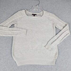 T/O Sweater Womens Small Gray Striped Knitted Slim Fit Long Sleeve Pullover